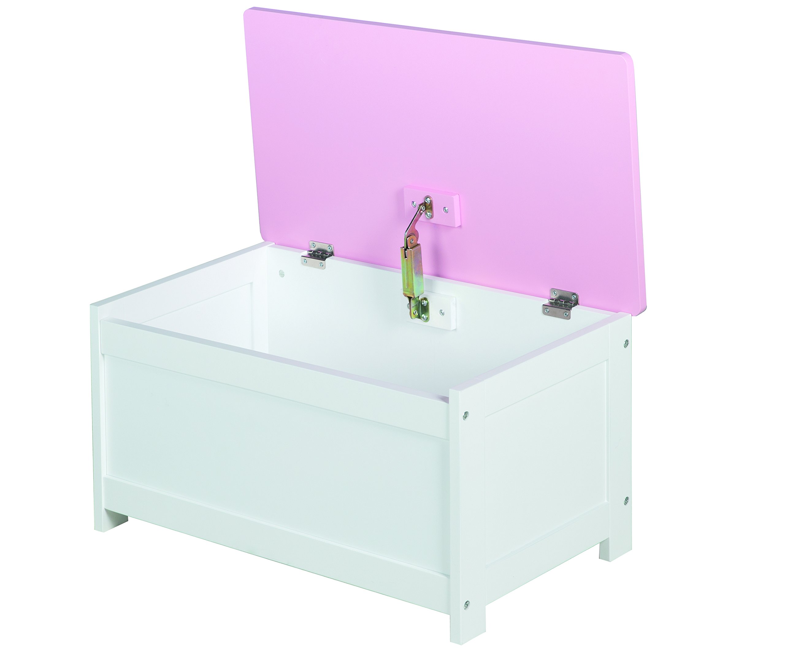 roba Baumann Baul juguetero roba 'Corona', asiento y baul juguetero para cuarto de niños, juguetero decorado con motivos de princesas en rosa.