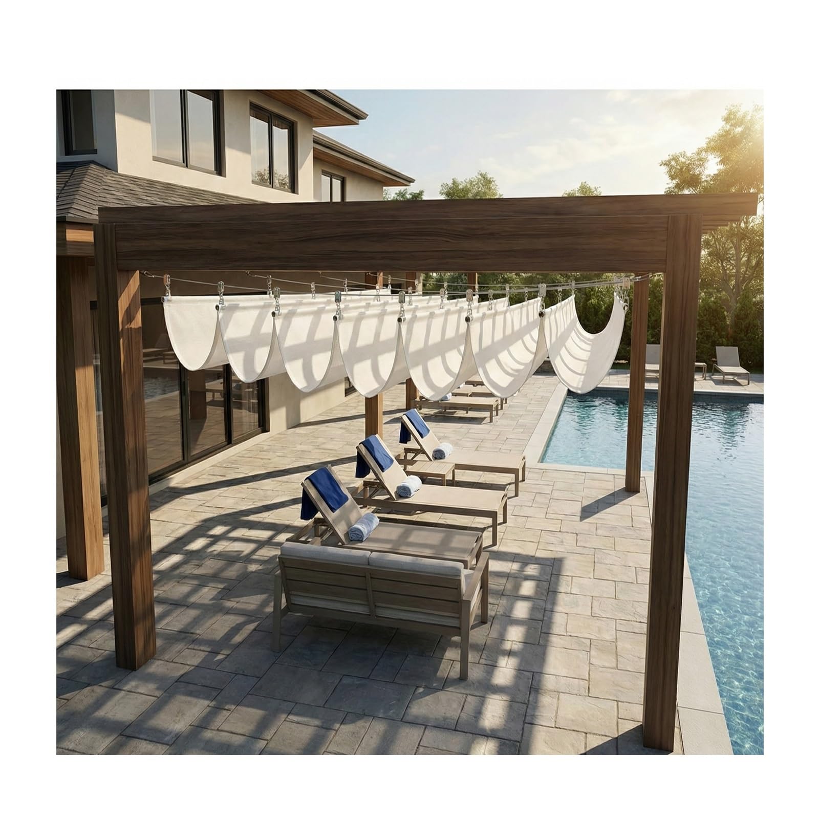 Voile d'ombrage respirante pour terrasse et jardin estival en maille