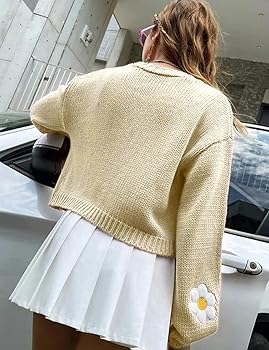épine flower cable knit cardigan skirt K24359-CREME_FRONT-CROP_grande