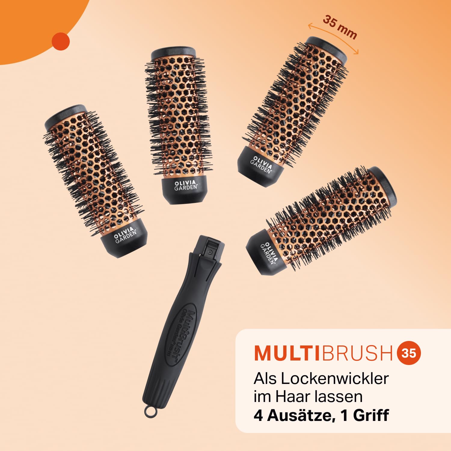 Olivia Garden Multibrush Curlers Kit - 4 Aufsätze & 1 abnehmbarer Griff - Perfekt für Locken und Volumen