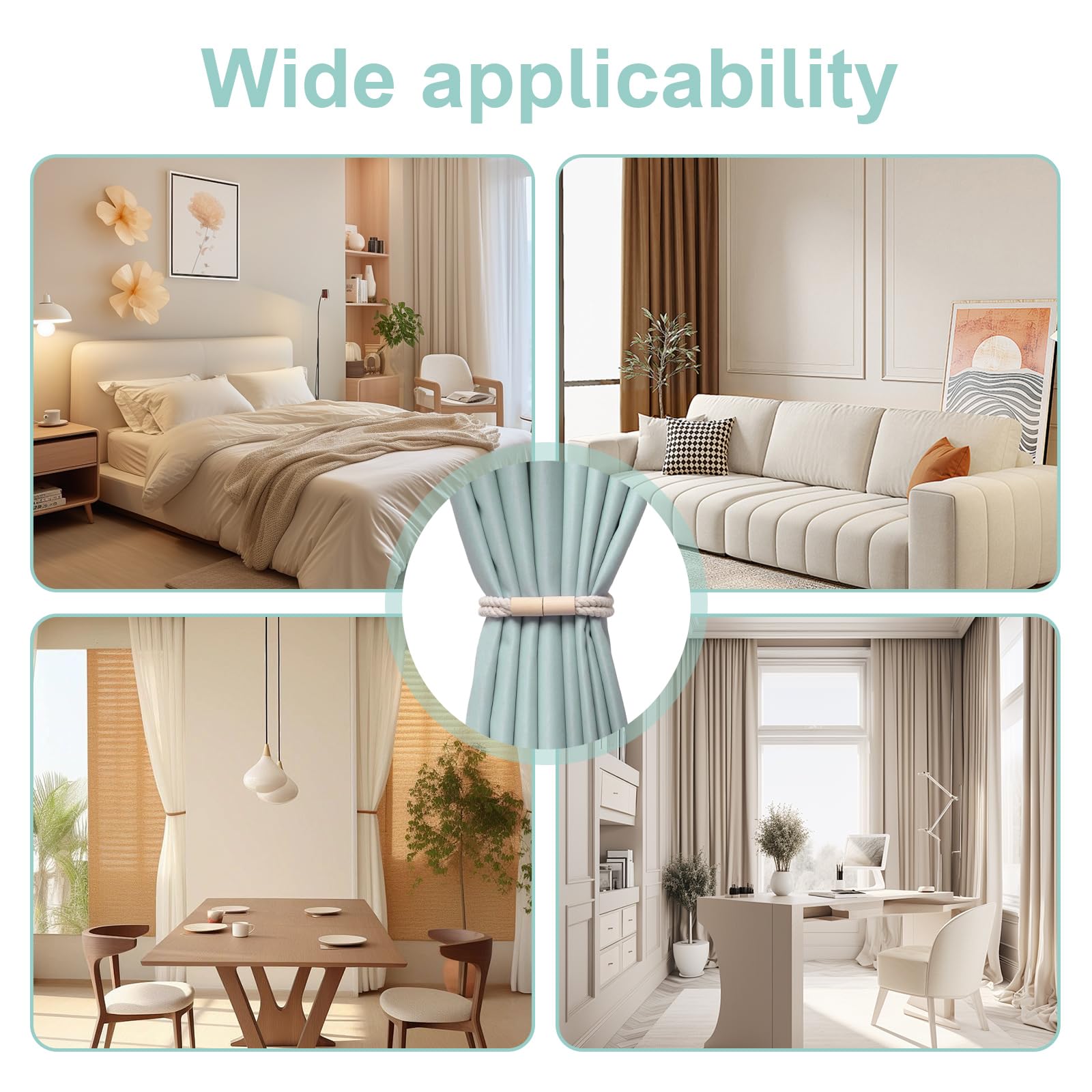 LINTRA 4 Pièces Embrasse Rideaux, Embrasse Rideau Magnetique