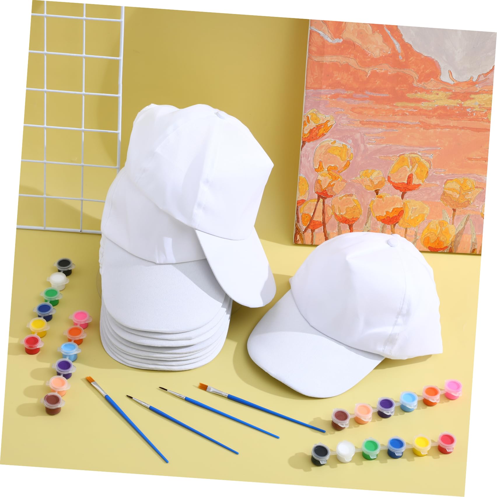 Toyvian 24 Pezzi Cappellini Baseball in Cotone Leggero Bianco con Vernice Acrilica Sicura per Attività Fai da Te Feste e Sport Cappelli per Progetti Creativi e Gruppi