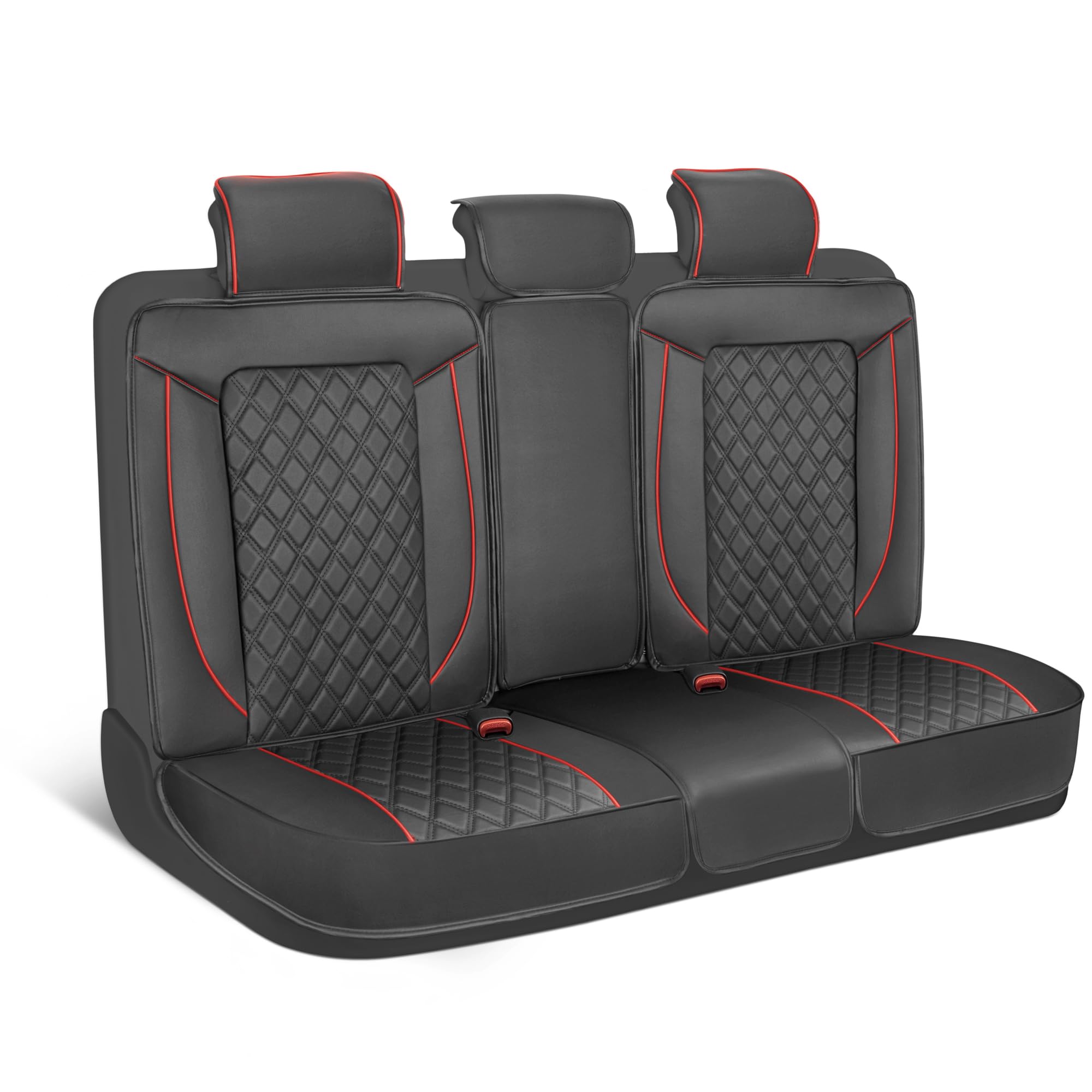 Prestige Premium Seat Covers, Semi-Custom Fit Car Seat Covers for Rear Bench Automotive Interior Cover for Car Truck Van SUV, Made with Faux Leather for Superior Feel & Durability - Red