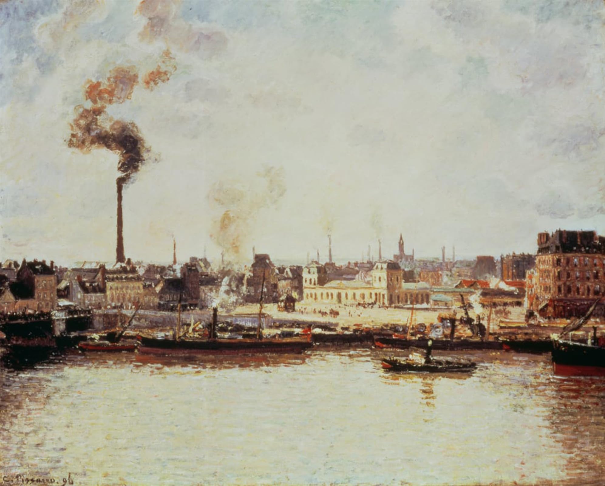 ARTXLXXBN Famous Painting Canvas Artwork Graffiti Print Saint-sever Quay At Rouen by Camille Jacob Pissarro Portrait Canvas Image for Home Decor 60x90cm