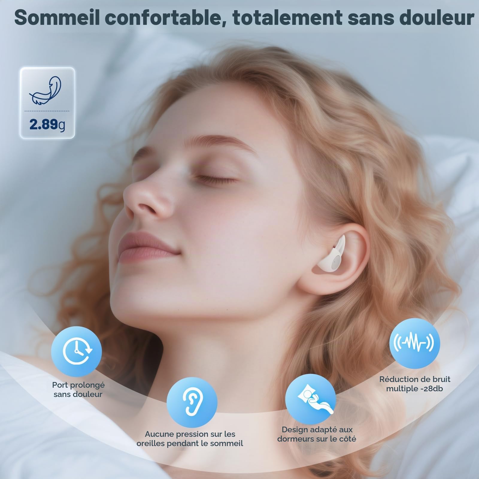 Novonell Snooze Pods Pro, éCouteurs Pour Dormir, éCouteurs Anti-Ronflement Pour Les Personnes Dormant Sur Le CôTé, Novonell Sleep Pods, éCouteurs Pour Dormir Bluetooth, Mini éCouteurs Bluetooth Sleepb