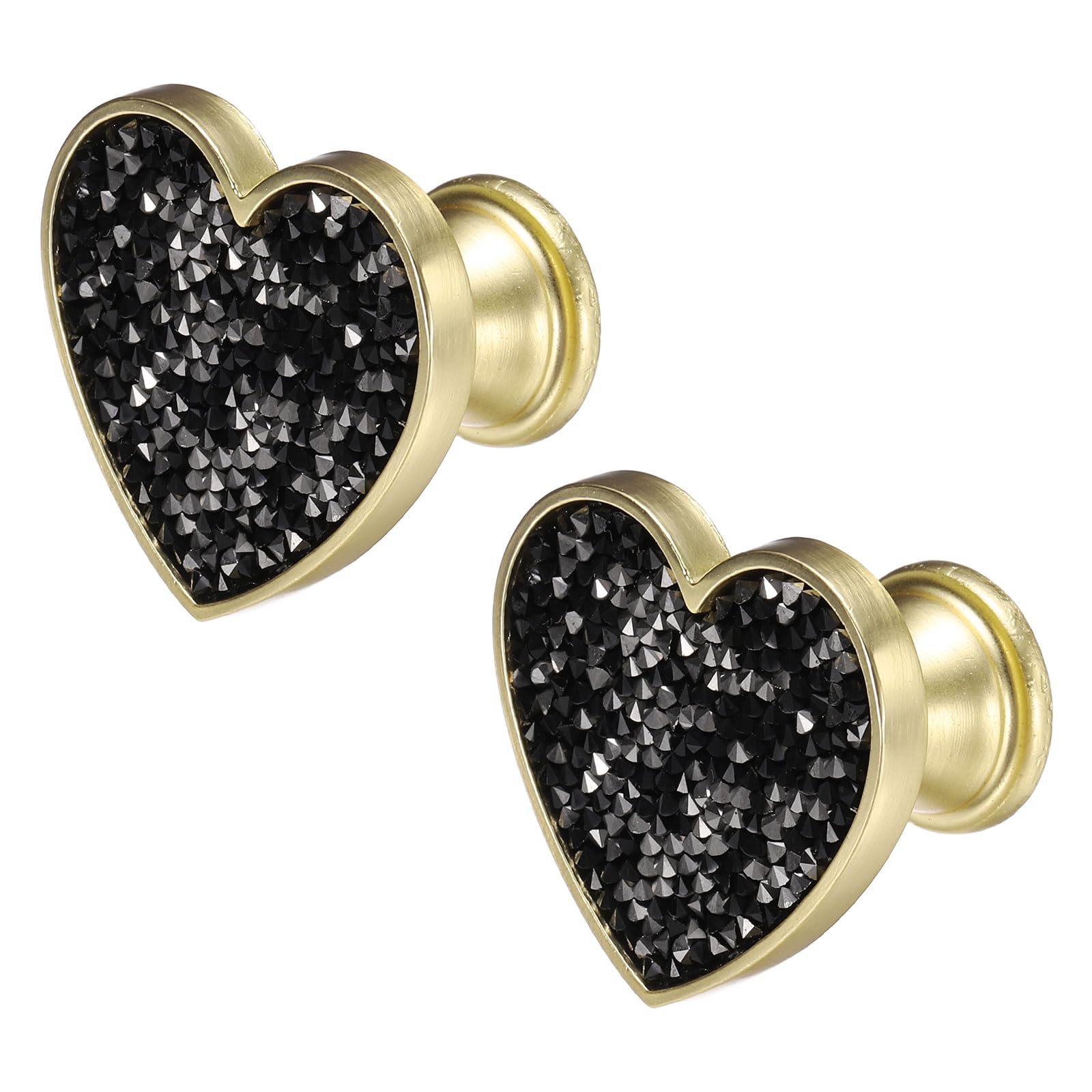 sourcing map 2Pcs Drawer Knobs, Zinc Alloy Decorative Heart-Shaped Pull Handles with Screws for Furniture Dresser Wardrobe Cupboard, Crystal Black