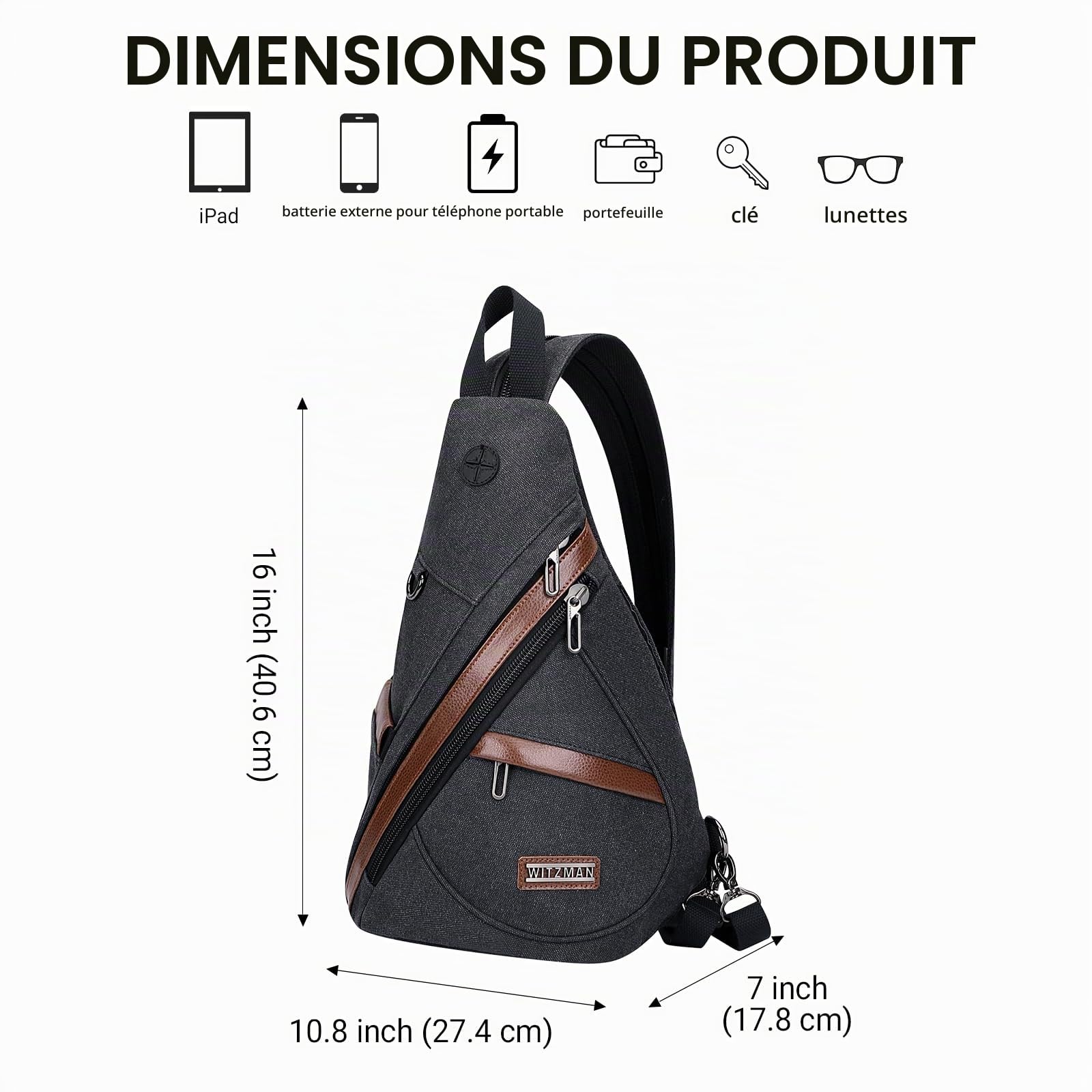 WITZMAN Sac Bandoulière Homme En Toile Vintage Convertible Sac À Dos