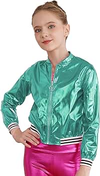 Jhaoyu Children's Boys Girls Shiny Baseball Jacket Metallic