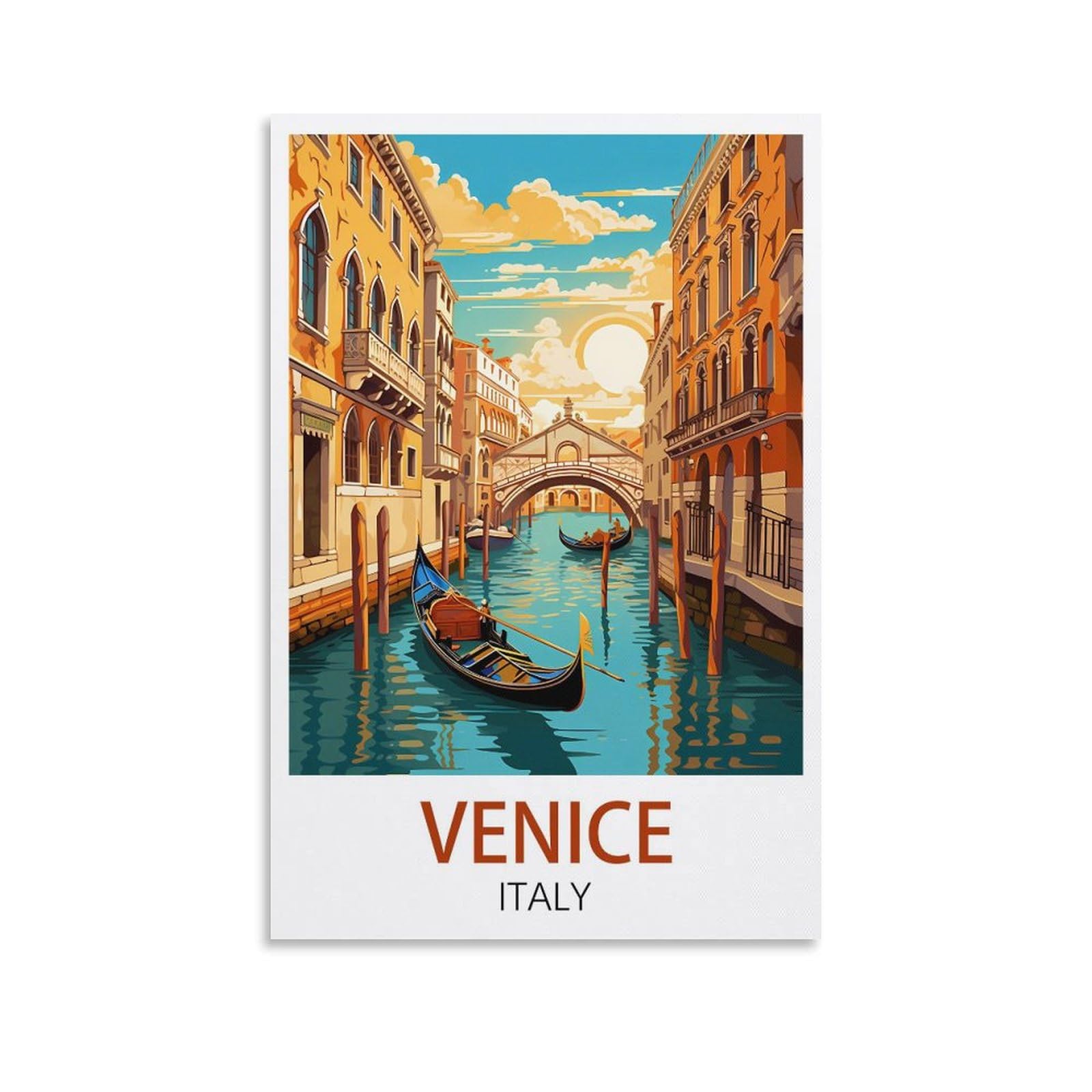 Losnabo Unframe-Style Venice Italy Vintage Travel Posters 20X30inch(50X75cm) Canvas Wall Poster And Art Picture Print Modern Home Bedroom Decor