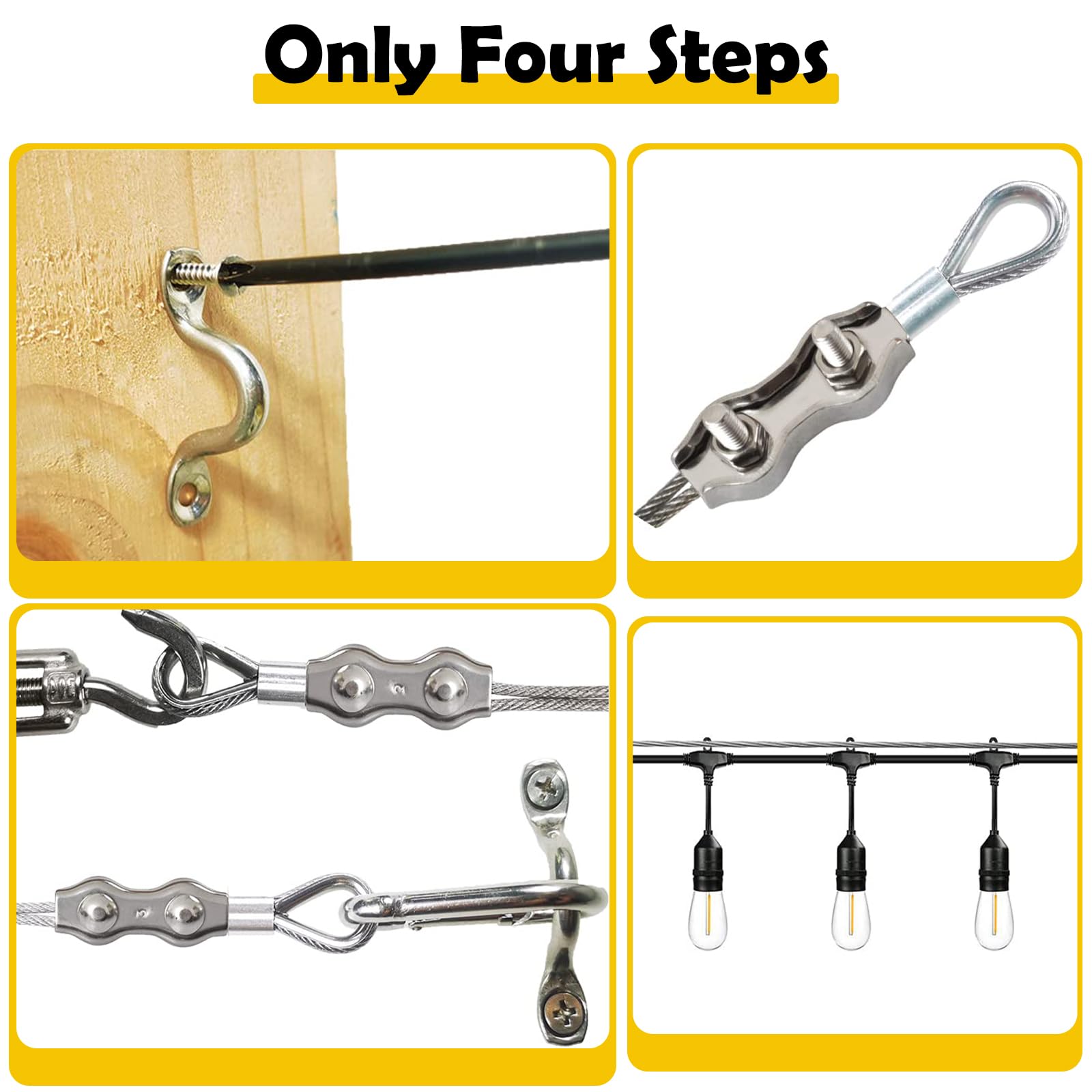 Kit Cavo Acciaio Inox 304 SOBEAU - 30m 2mm Con Ganci E Tenditori, Per Appendere Quadri, Lampade, Stendibiancheria | 42 Pezzi Completo - Foto 6