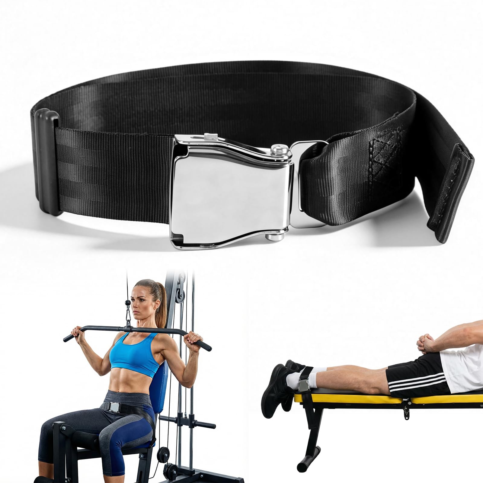 Adjustable Nordic Curl Strap,Belt Squat Collar For Nordic Hamstring Curl on Bench,Bodyweight Training at Home or Gym(43in)