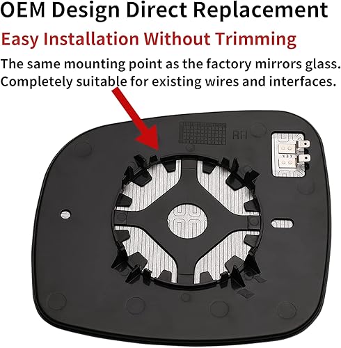 Miniatura 3 de Espejo lateral del pasajero de repuesto para Chrysler Town Country 2008-2016, Dodge Grand Caravan 2008-2020, RAM CV 2012-2015, VW Routan 2009-2014 -