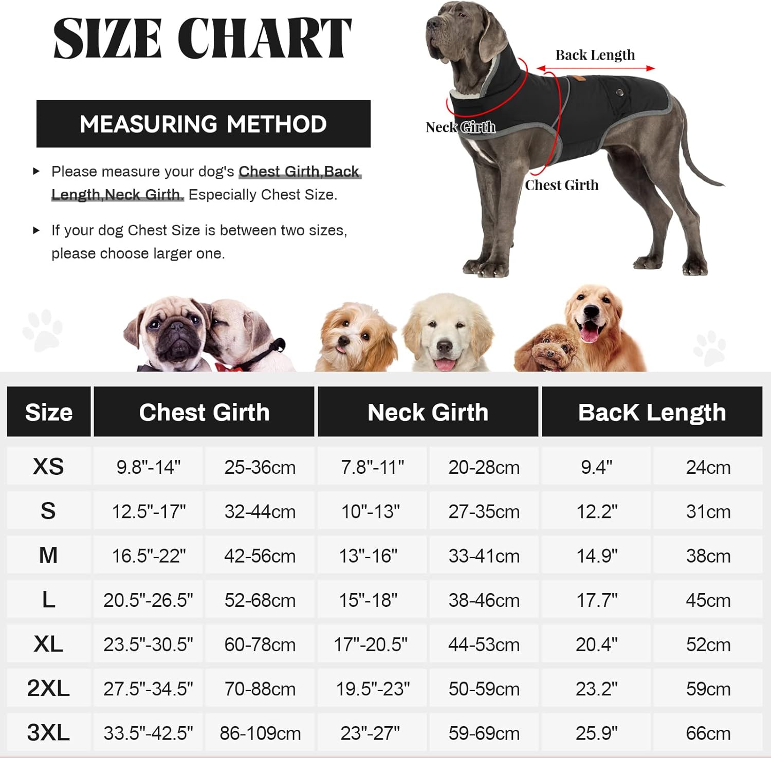 Dog Winter Coat Jacket, Dog Cold Weather Coats Vest, Warm Fleece Lining Dog Snow Coat for Small Medium Large Dogs Black XS : Pet Supplies