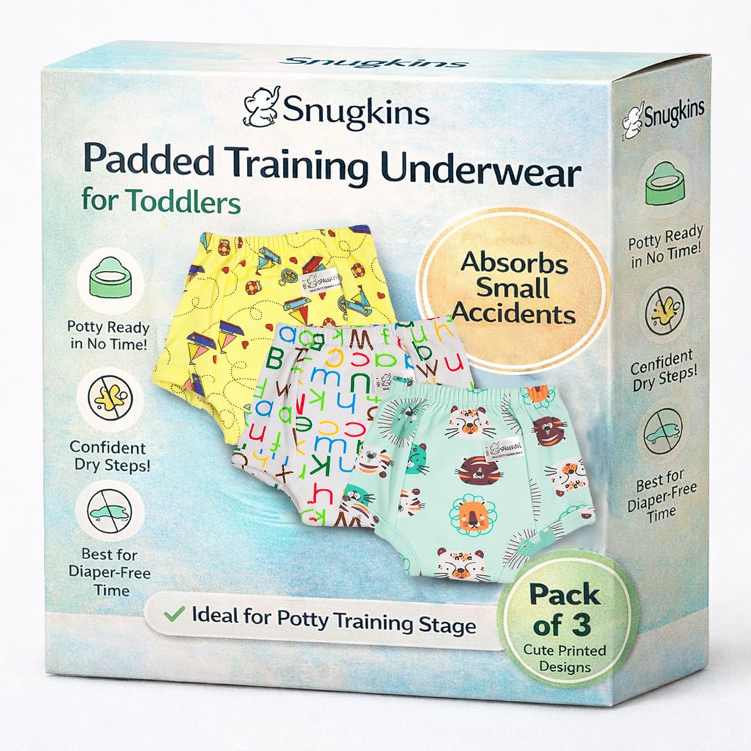 Snugkins Padded Underwear for Babies and Toddlers 4-5 years with 4 Layers of Cotton Padding Potty Training Pull Up Pant & Diaper-Free Time Pack of 3-image-17