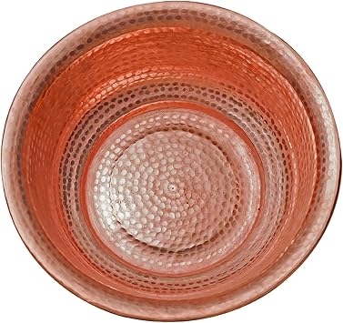 Hand-Hammered Copper Basin,Portable Pedicure Bowl for Feet,Copper Fire Bowl for Camping Picnic Incinerator Barrel for Face Washing Foot Bath15.8", Red