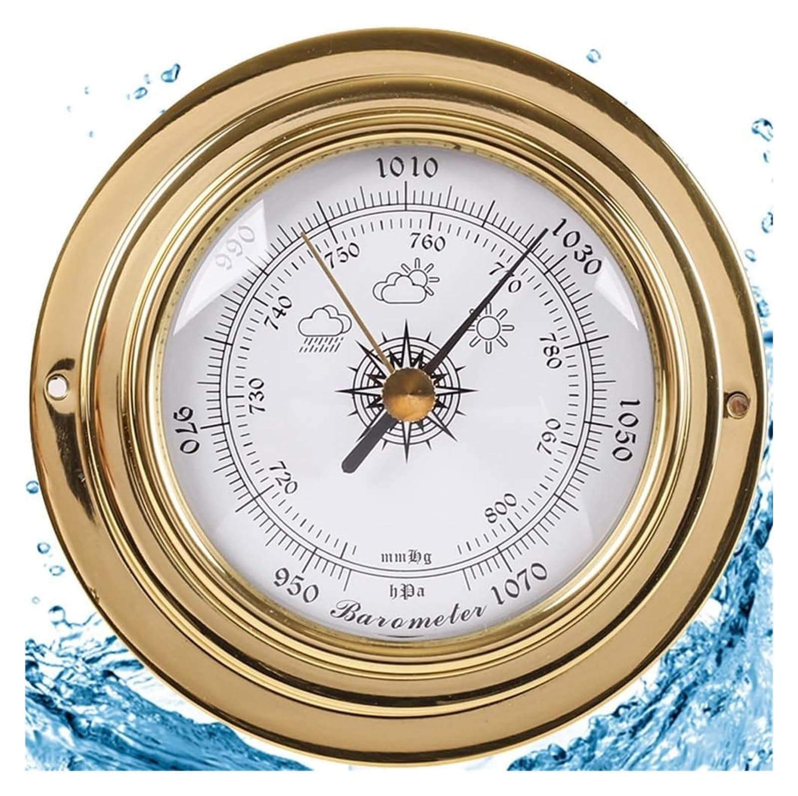 barometro, Cassa in ottone da 3, 8 pollici e 98 mm