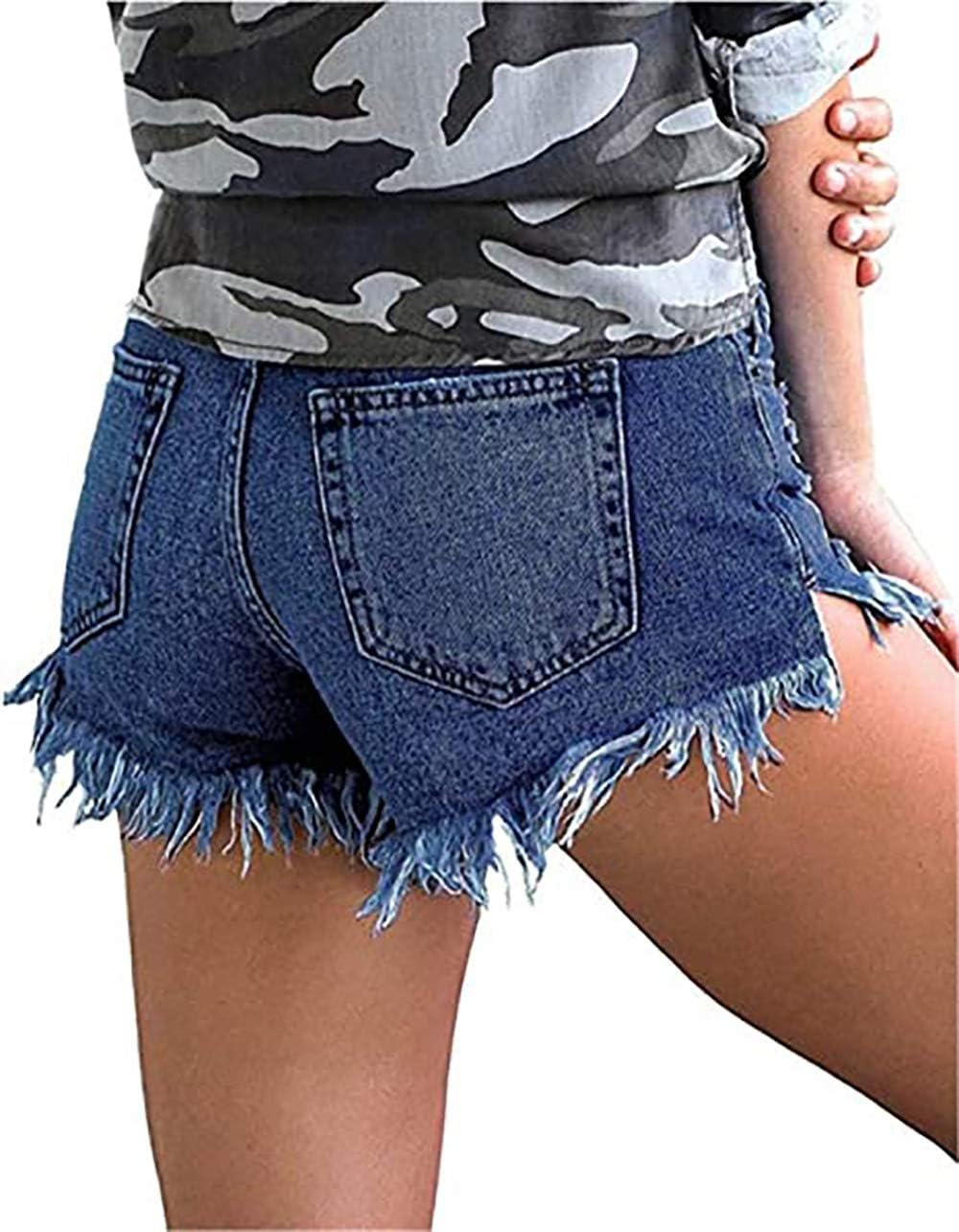 Necooer Women Denim Shorts Casual Summer Mid Waist Stretchy Denim Jean Shorts - Image 3
