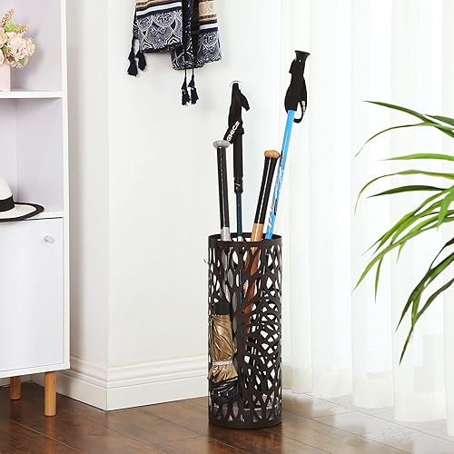 Miniatura 3 de Paragüero Songmics de pie para paraguas largos y cortos y bastones con bandeja para gotear y 2 ganchos