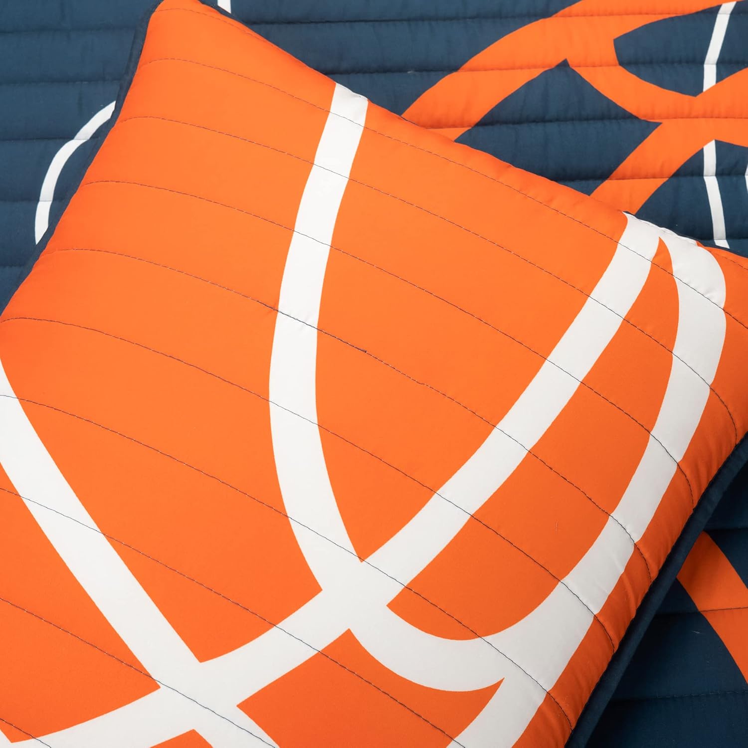 Lush Decor Basketball Reversible Quilt Set Twin Navy