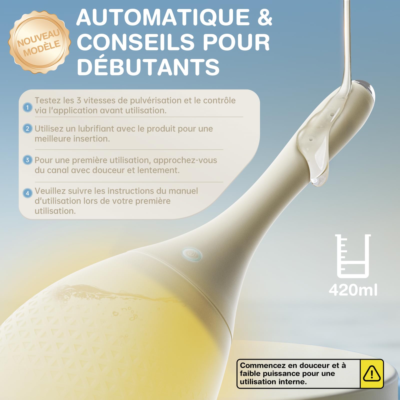 Douche Anale Poire à Lavement Automatique avec Caméra, 420ml Lavements électriques pour le Nettoyage du Côlon, Douches en Silicone Contrôle de APP Nettoyant