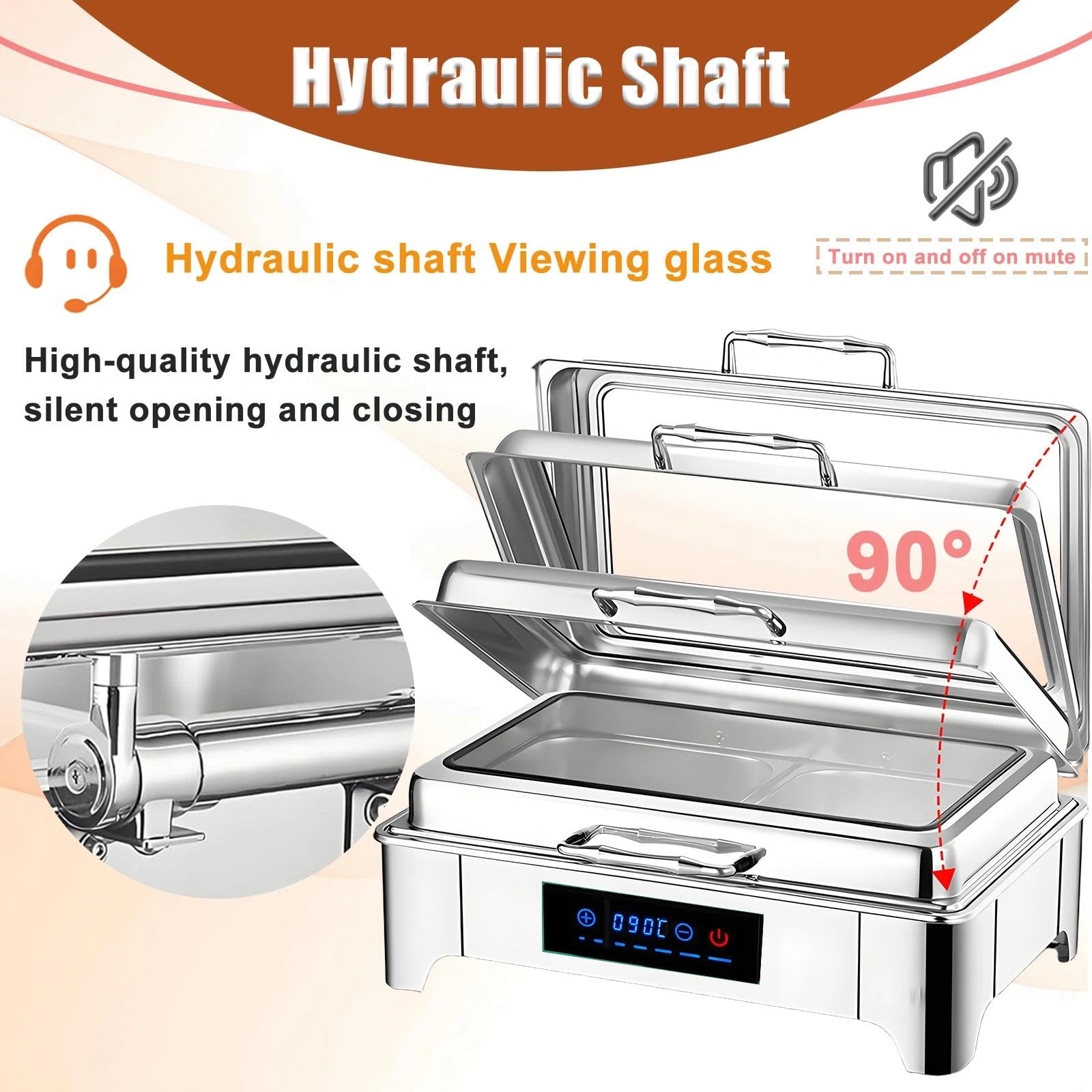 Chafing Dish Elettrico 9L, Scaldavivande Elettrico per Buffet in Acciaio Inox, Professionale Chafing Dish per Buffet con Temperatura Regolabile per Buffet e Ristoranti(1/2)