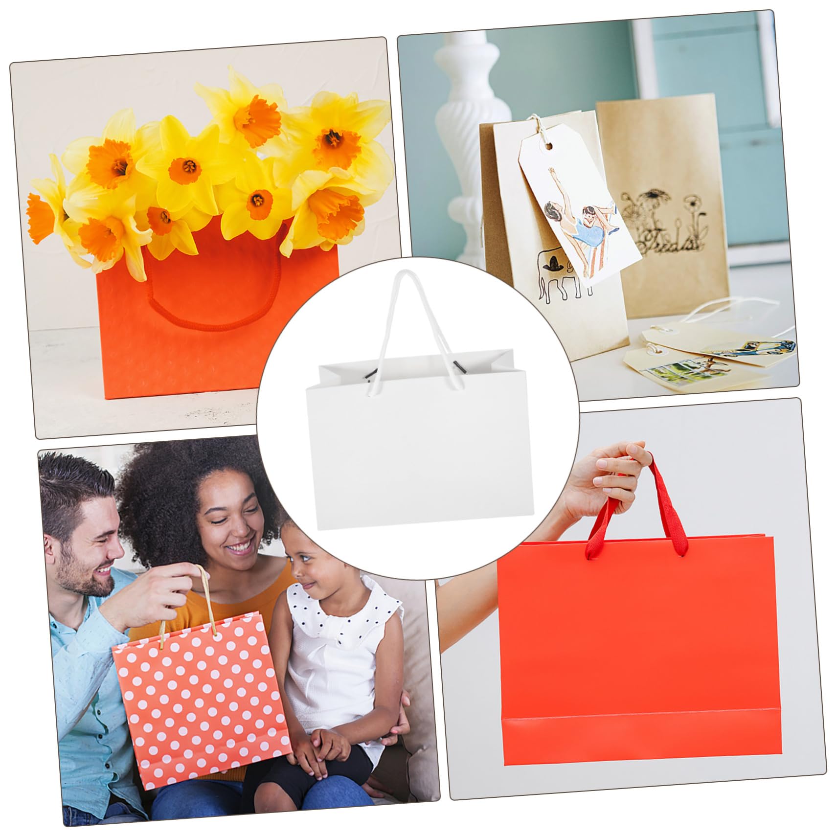 Amosfun 20 Stück Teiliges Geschenktüten aus Weißem Kraftpapier mit Henkel Wiederverwendbare Party Treat Bags für Geburtstag Hochzeit Shower Vielseitige Geschenkverpackung für Süßigkeiten