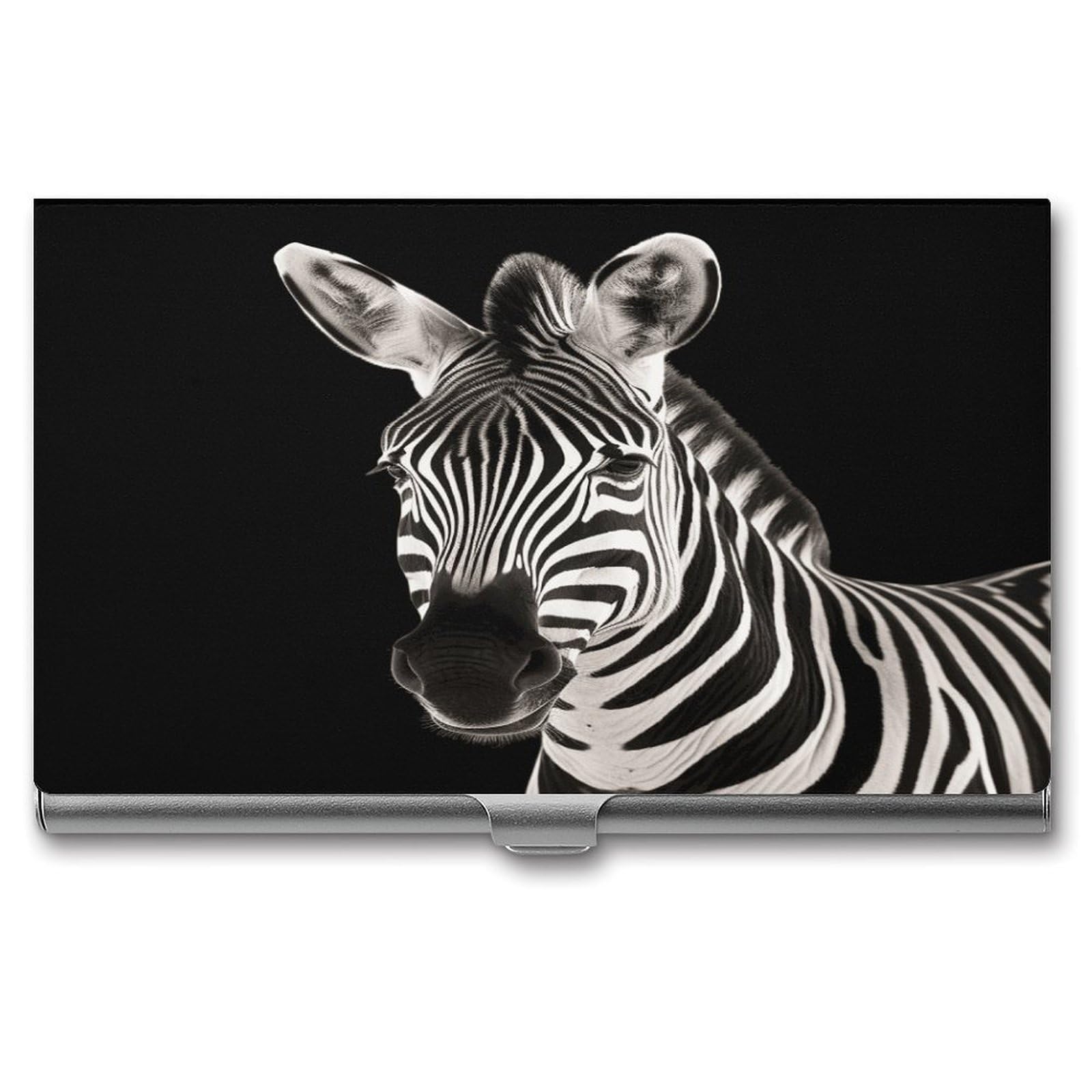 FekiLoot Zebra Business Card Holder for Men Women Metal Slim Organizer Business Card Carrier Wallet Name Cards Holder Retro Slim Pocket Purse Small Portable Card Case
