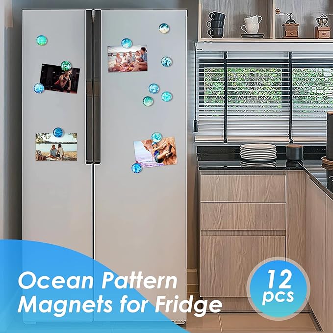 Bamsod 12 Imanes de Vidrio para Refrigerador Patrón Oceánico miniatura 6
