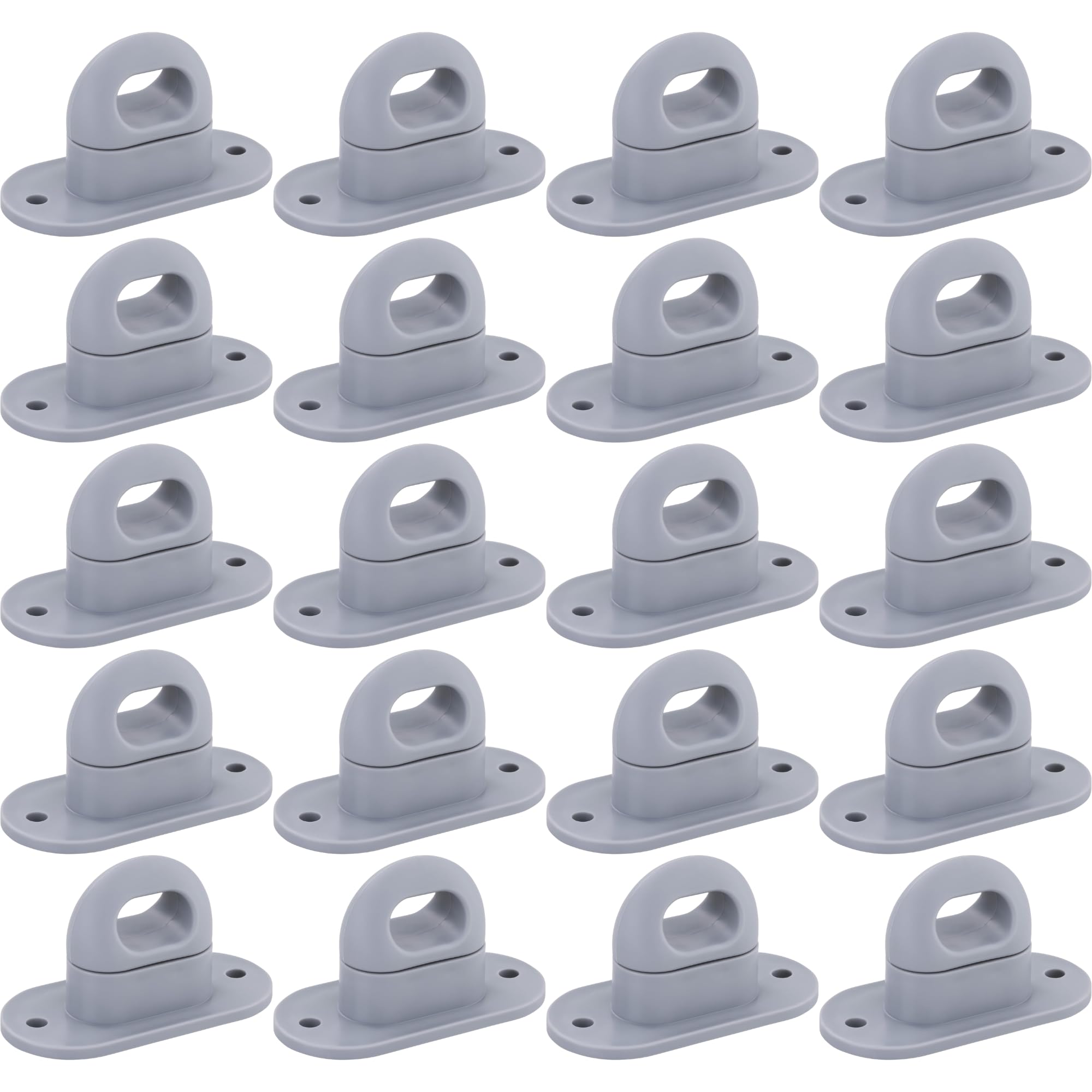 20 tappi a vite per occhielli ovali, chiusura a rotazione, in plastica, grigio chiaro, occhiello 42 x 22 mm, in poliammide resistente alle intemperie, altezza 40 mm, distanza tra i fori di 51 mm