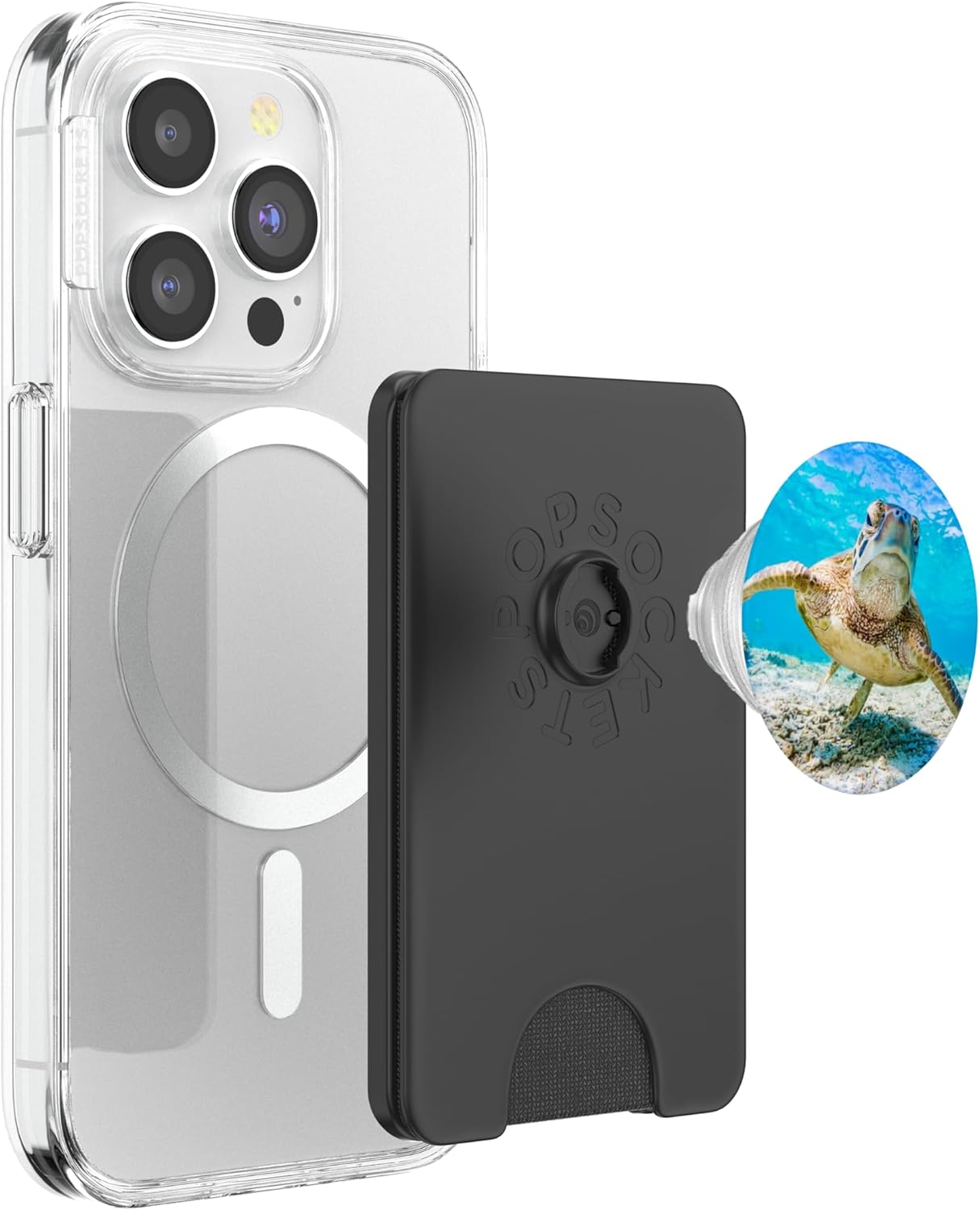 Sea Turtle Under Water PopSockets PopWallet for MagSafe