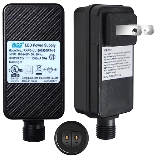 EAGWELL 12V 1A Class 2 Power Supply 18W | Outdoor Low Voltage Power Adapter Yard Inflatable Adapter Plug for String Light Rope Lights Christmas Lights Plug
