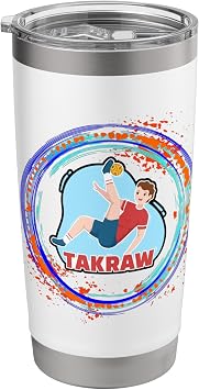 Boy Playing Sepak Takraw Stainless Steel Insulated Tumbler