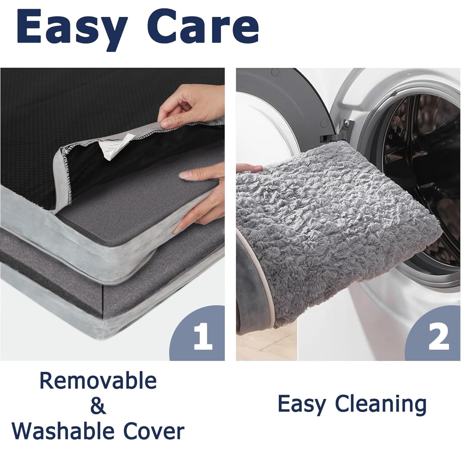 WESTERN HOME Dog Beds Large Sized Dog, Orthopedic Large Pet Bed with Waterproof Lining, Removable Washable Cover and Nonskid Bottom, Medium Couch, Grey