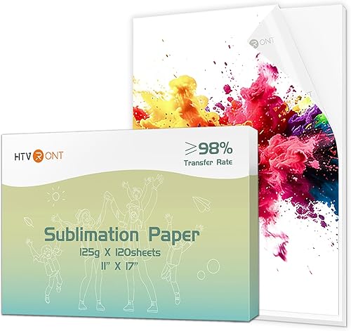 HTVRONT Papel de sublimación de 11 x 17 pulgadas, 120 hojas de papel de sublimación fácil de transferir para camisetas, vasos, tazas (A3)