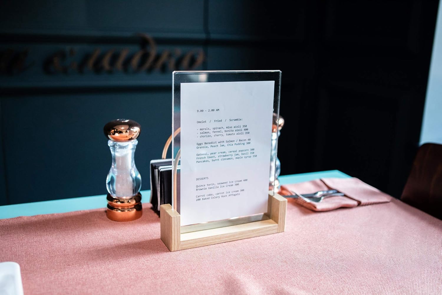 Wooden Acrylic Sign Holder Stand-Menu Board, Menu Holder, Store Retail Display, Acrylic Floating Frame, Wood Sign, Plastic Sign Holder, Wedding Signs, Acrylic Stand Frames, Table Tents, Menu Covers : Office Products