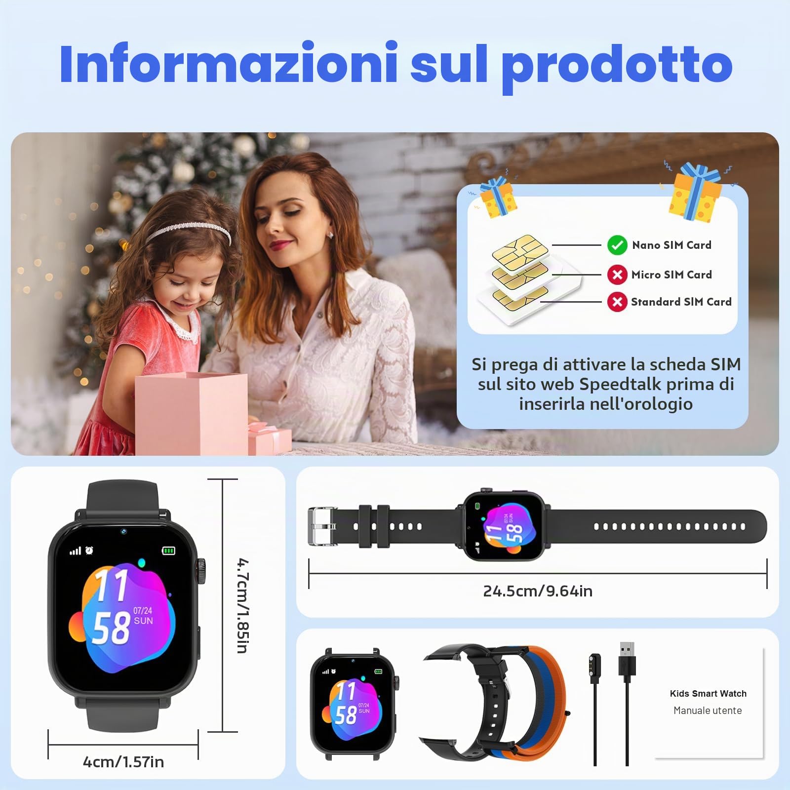 4G Orologio Smartwatch Bambini, Smartwatch per Bambini con GPS, SOS, Videochiamata/Telefono/Chat, Modalità Scuola, Sveglia, Contapassi Smartwatch per Ragazze e Ragazzi dai 4-12 Anni (Grigio argento)