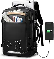 Mochila Viagem Academia Impermeável para Notebook até 16”, Mochila 25L Grande Capacidade com Porta USB, Alças Respiráveis e Confortáveis, Masculina e Feminina para Trabalho, Faculdade e Uso Diário