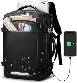 Mochila Viagem Academia Impermeável para Notebook até 16”, Mochila 25L Grande Capacidade com Porta USB, Alças Respiráveis e Confortáveis, Masculina e Feminina para Trabalho, Faculdade e Uso Diário