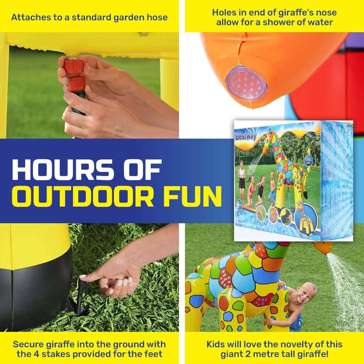 Bestway 52384 Gioco spruzza Acqua a Forma di Giraffa, 2 Anni+