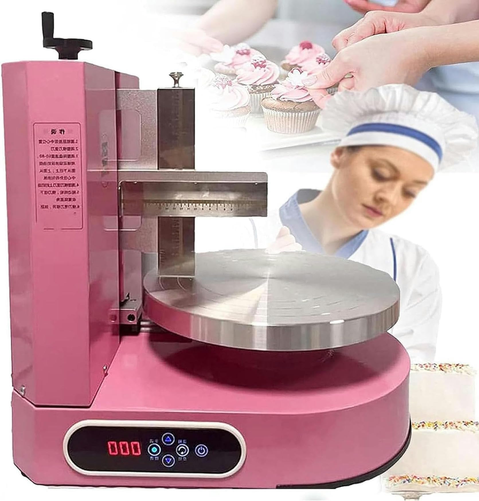 Máquina automática de Recubrimiento para Alisar Pasteles de cumpleaños, máquina de llenado de Recubrimiento de Crema de Yeso, Plato Giratorio Giratorio de 4-12 Pulgadas, herramient