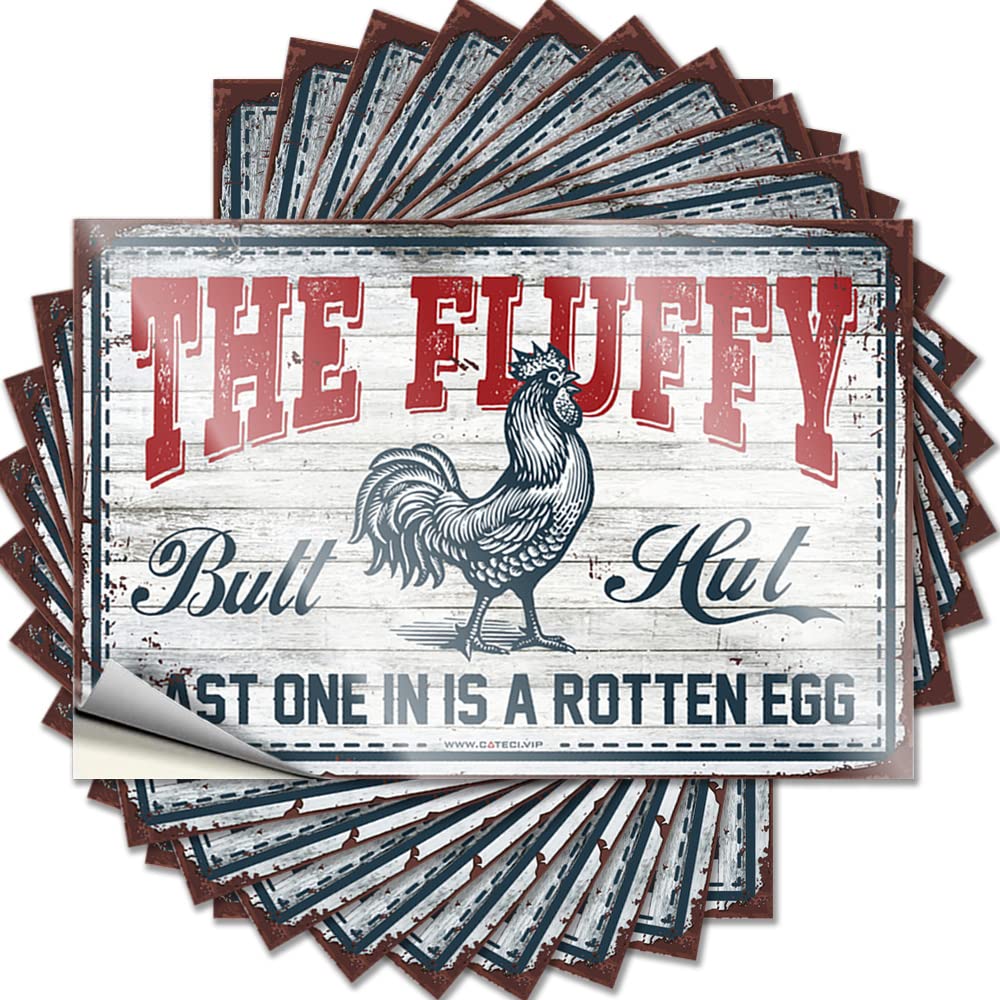 Hardhat Stickers and Decals Chicken Coop The Fluffy Butt Hut Last One in is A Rotten Egg Funny Sticker 10 Pcs Funny Car Stickers Funny Car Stickers(6X9CM)
