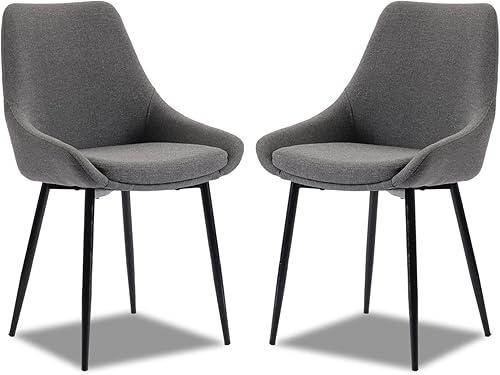 Juego de 2 sillas ergonómicas para sala de estar, sillas de cocina color gris oscuro, cargas de hasta 270 libras, montaje rápido, sillas de comedor
