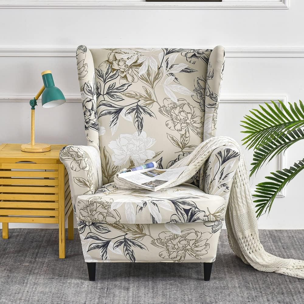 QTMY Stretch Wingback Accent Chair Cover Recliner Sofa Slipcover 1-Piece Couch Sofa Cover Furniture Protector,74-103 (97)