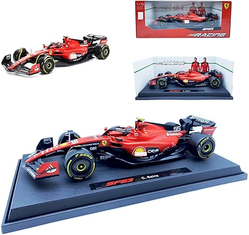 Bburago 1:18 SF23#55 Nuevo modelo de coche 2023 para Ferrari Team Alloy Racing Coche fundido a presión Sainz Signature 1/18 F1 SF23#55 Colección