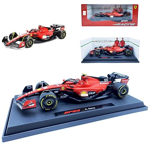 Coche de carreras de aleación para el equipo Ferrari Bburago 1:18 SF23#55 Nuevo modelo 2023 Sainz Signature 1/18 F1 SF23#55 Colección Regalo