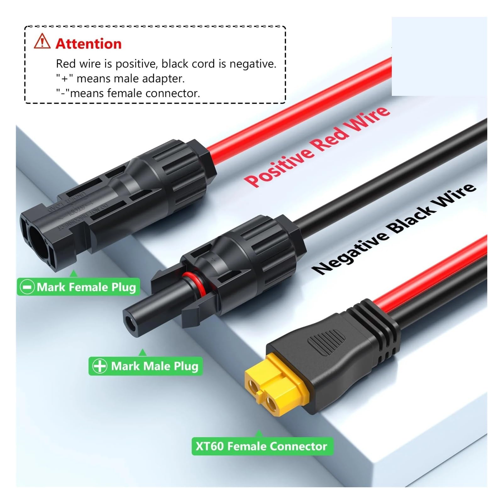 Złącza męskie i żeńskie z kablami Solar Kabel ładujący XT+60-F Adapter do złącza żeńskiego Solar 12AWG przedłużacz 6M Kabel do paneli słonecznych Samochód RVS Ciężarówka Statki (20 cm)