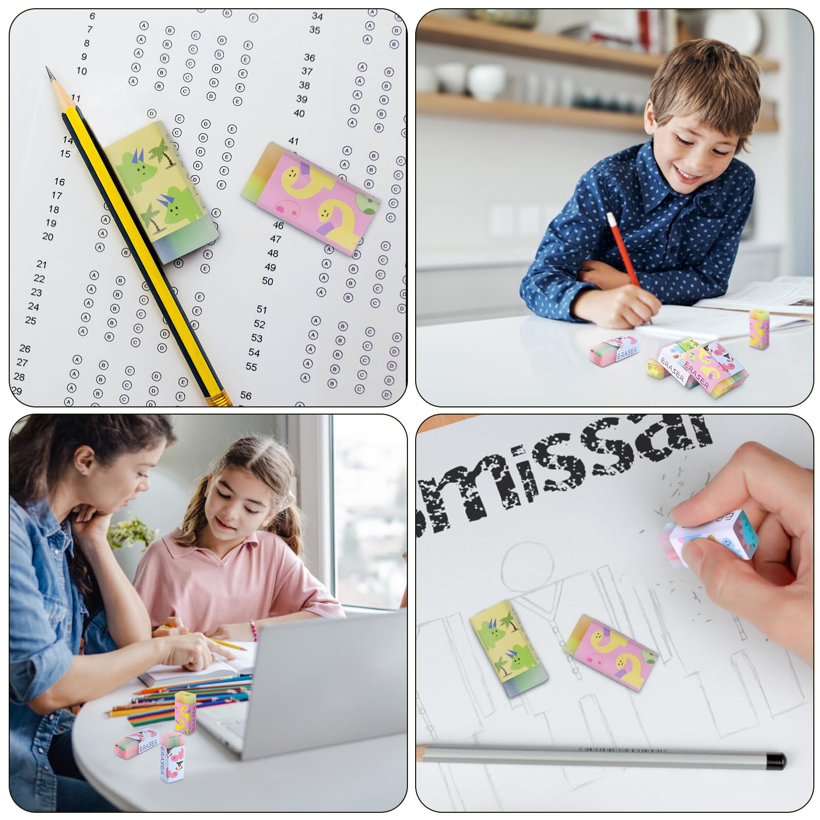 Gomme 24 Pezzi Colorate per Disegno Scuola Ufficio Regali Bambini