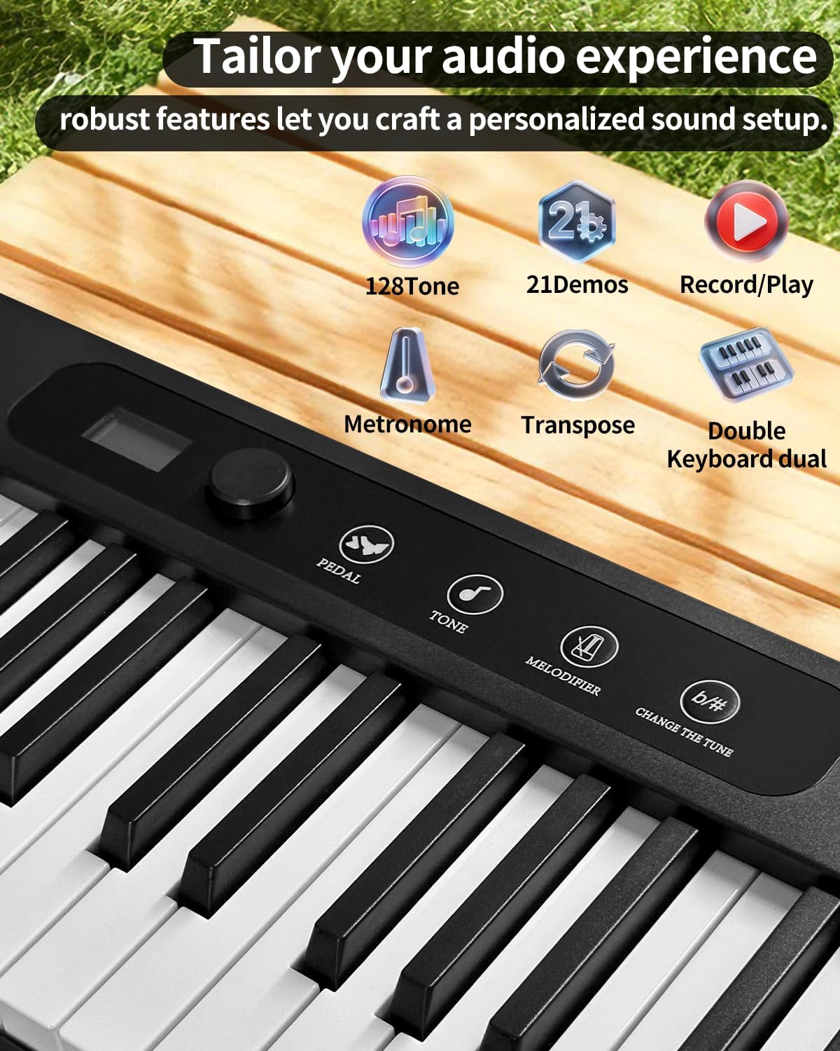 Finger Ballet 88 Key Folding Piano Keyboard, Digital Piano with Bluetooth MIDI, Full Size/Semi-Weighted/Portable, Rechargeable Travel Piano for Beginners, Adults, Students, Home Practice