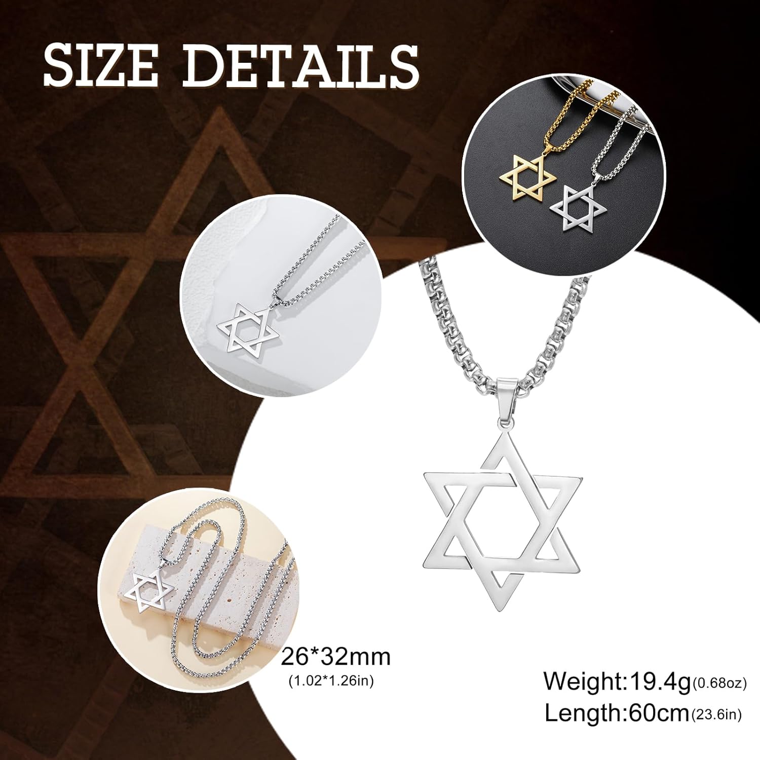 Dreamtimes Star of David Necklace for Men Women Stainless Steel Jewish Star Necklace Hexagon Pendant Dainty Religious Jewish Jewelry - Image 5