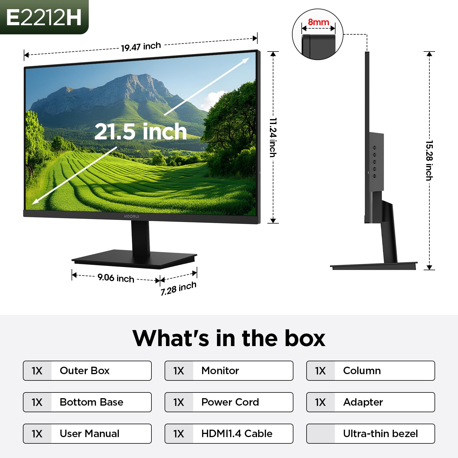 Amazon.co.jp: KOORUI 22インチビジネスコンピューターモニター、FHD